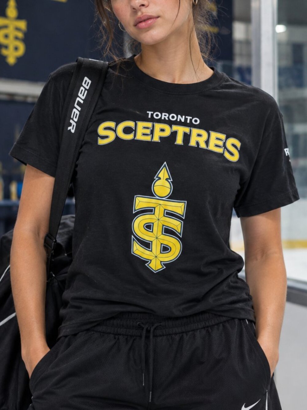Bauer Toronto Sceptres T-Shirt Size M Black Yellow Hockey Graphic PWHL